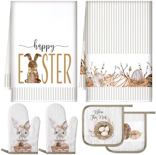 Bencailor 6 Pcs Easter Kitchen Towel Set