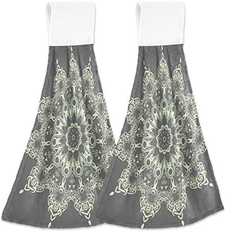 Vnurnrn Hand Towels Set 2 Pcs Elegant Mandala Design