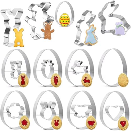 Easter Cookie Cutters Set with Bunny Chick Egg Shapes
