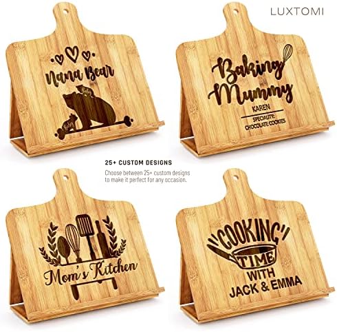 LUXTOMI Engraved Nana Bear Cookbook Stand