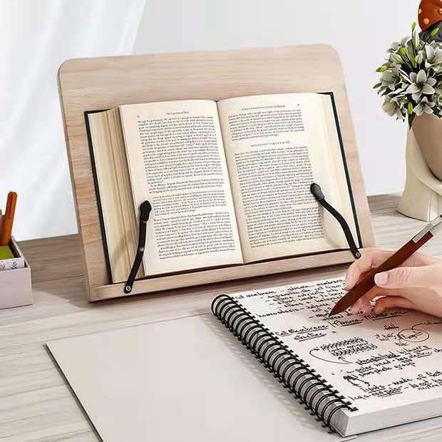 Adjustable Wooden Book Stand for Reading and Cooking
