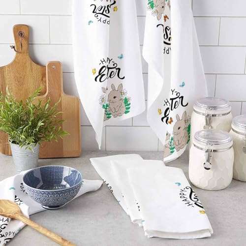 ZOE GARDEN Easter Brown Bunny Kitchen Towels 4-PC 18x28