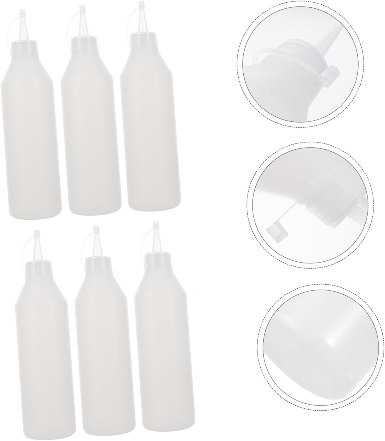 CIMAXIC 6pcs HDPE Glue Bottle with Lids Dispenser Kit