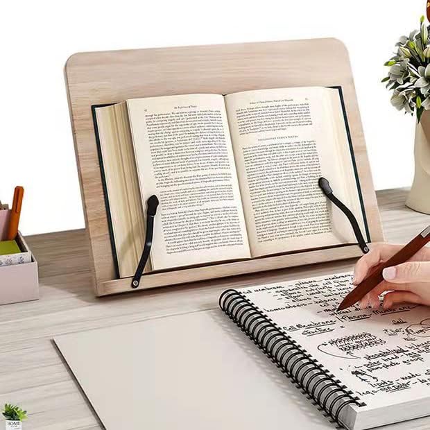 Adjustable Wooden Book Stand for Reading and Cooking
