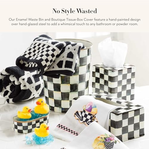 MacKenzie-Childs Enamel Waste Bin Tissue Box Cover Set