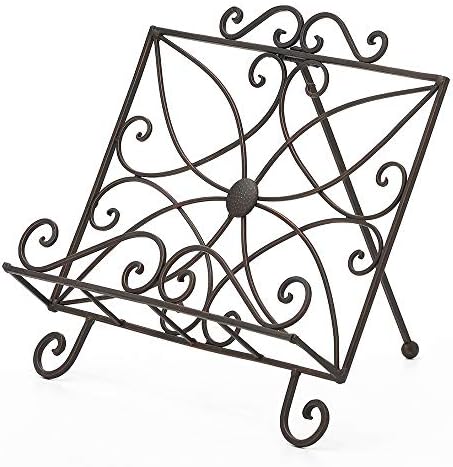Jemeni Bronze Cookbook Stand with Scrollwork Design