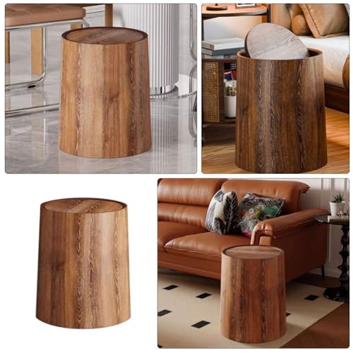 HOLIDYOYO Imitation Wood Grain Flip Lid Waste Bin