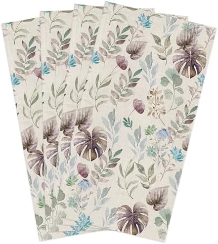 ZOE GARDEN Tropical Leaves Dish Towels 4-Pack 18x28 Microfiber Kitchen Cleaners