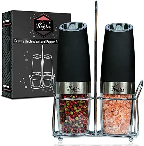 Gravity Salt Pepper Grinder Set - Adjustable Coarseness and LED Light