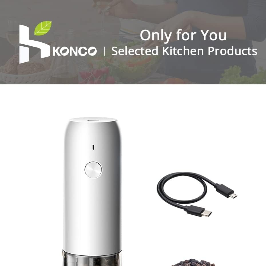 GAELOP 2Pcs Electric Pepper Salt Grinder Set