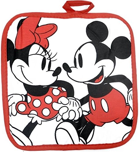 Disney Oven Mitt Pot Holder Dish Towel 3 pc Set Mickey Minnie Red