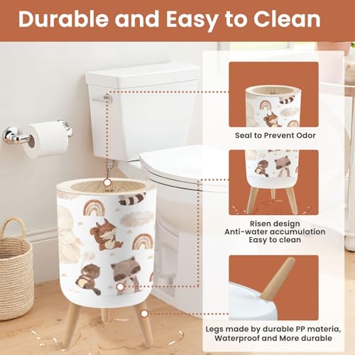 Small Forest Animal Trash Can with Lid for Kids