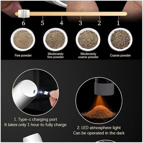 Electric Gravity Pepper Grinder with Adjustable Coarseness and LED Light