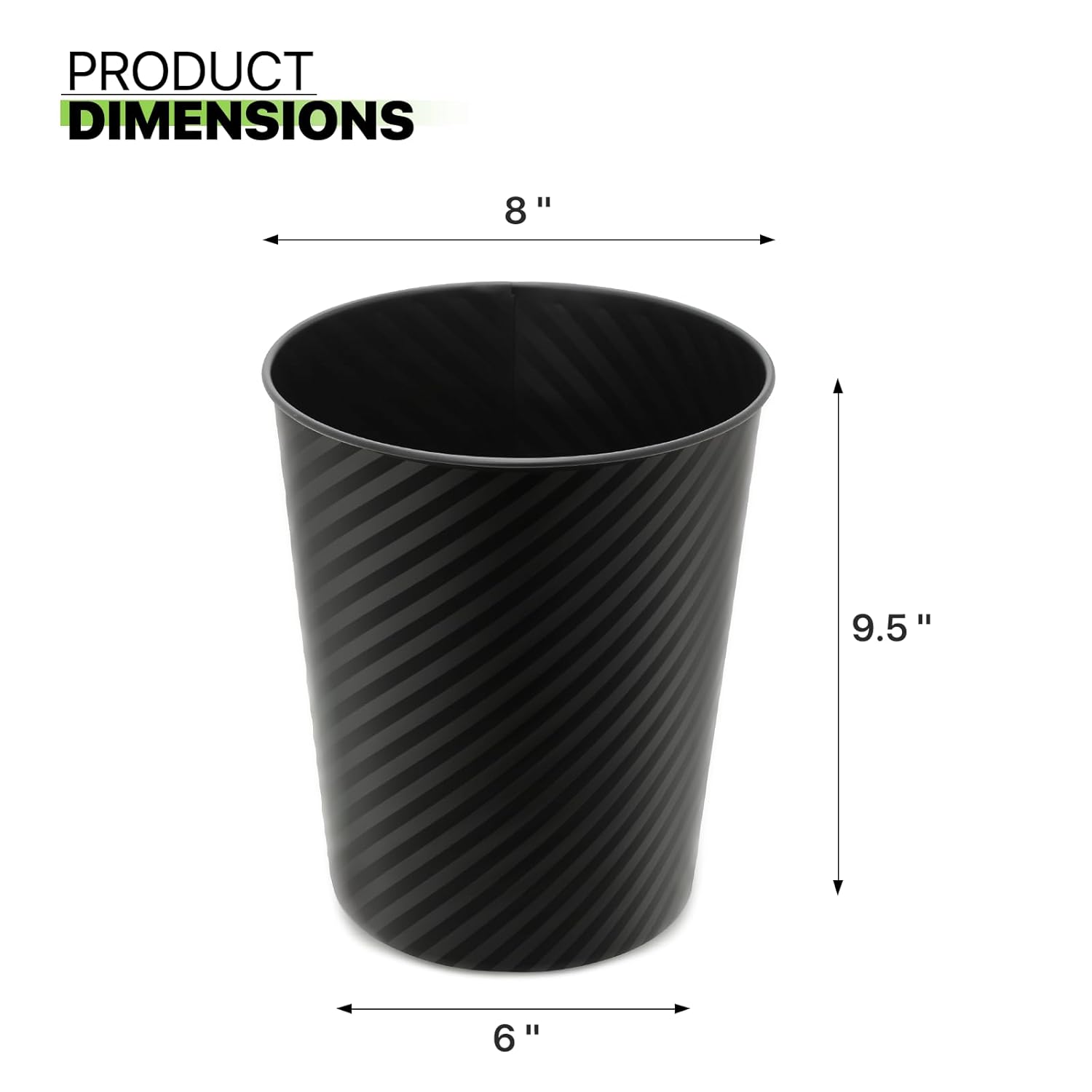 Magshion 13 Gallon Metal Trash Can 2 Pack Black