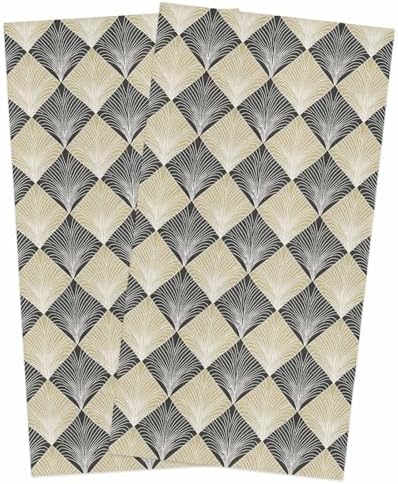 ZOE GARDEN Modern Black Yellow Geometric Dish Towels 2-PC 18x28