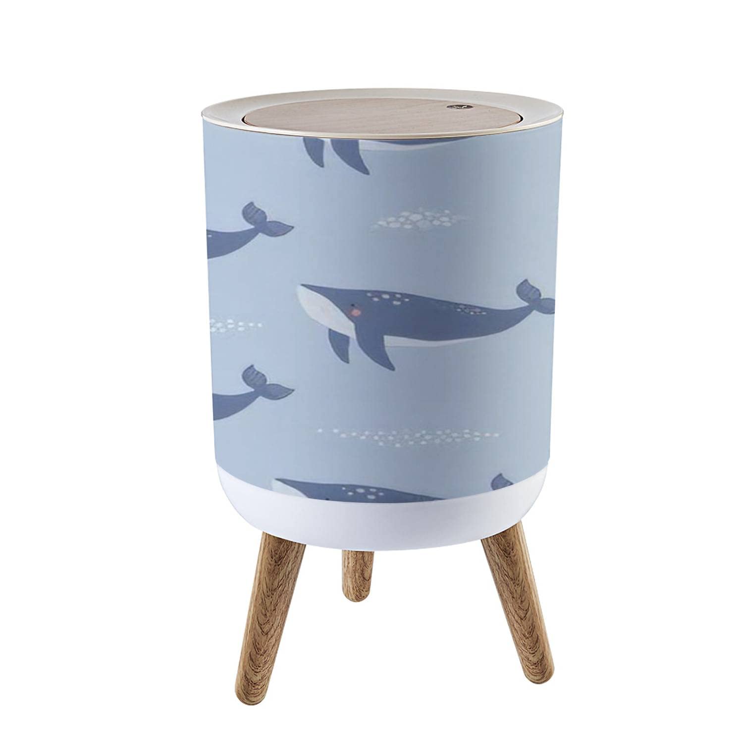 Cute Whale Trash Can with Lid 7L18 Gallon 1