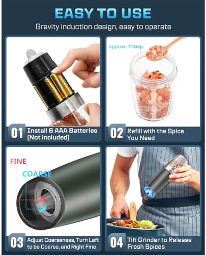 XinXu Gravity Electric Salt Pepper Grinder Set