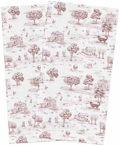ZOE GARDEN 2-Pack Farmhouse Red Brown Kitchen Towels