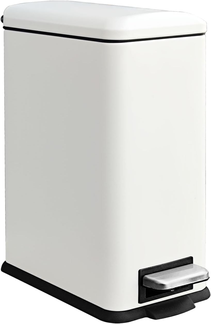 Stainless Steel 10L Trash Can with Lid for Bathroom and Kitchen