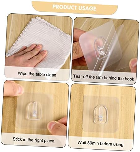 HOMSFOU 30pcs Self-Adhesive Wall Hooks for Kitchen Bathroom Living Room