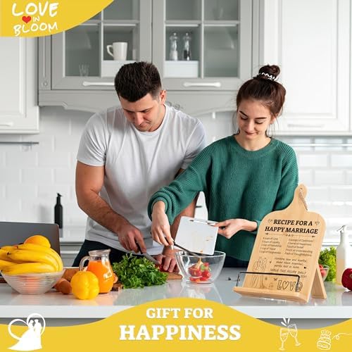 Wedding Gifts Cookbook Stand for Couple Woodcover Blank Recipe Book