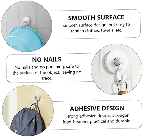 Healifty 3pcs Self-Adhesive Shower Hooks Black