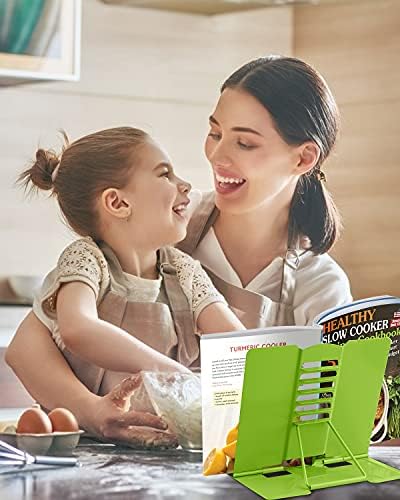 MSDADA Adjustable Metal Book Stand with Page Clips - Green