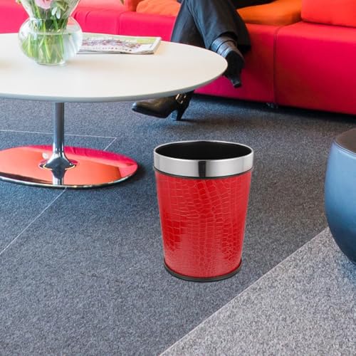 Ciieeo Leather Trash Bin Retro Style 5L Black