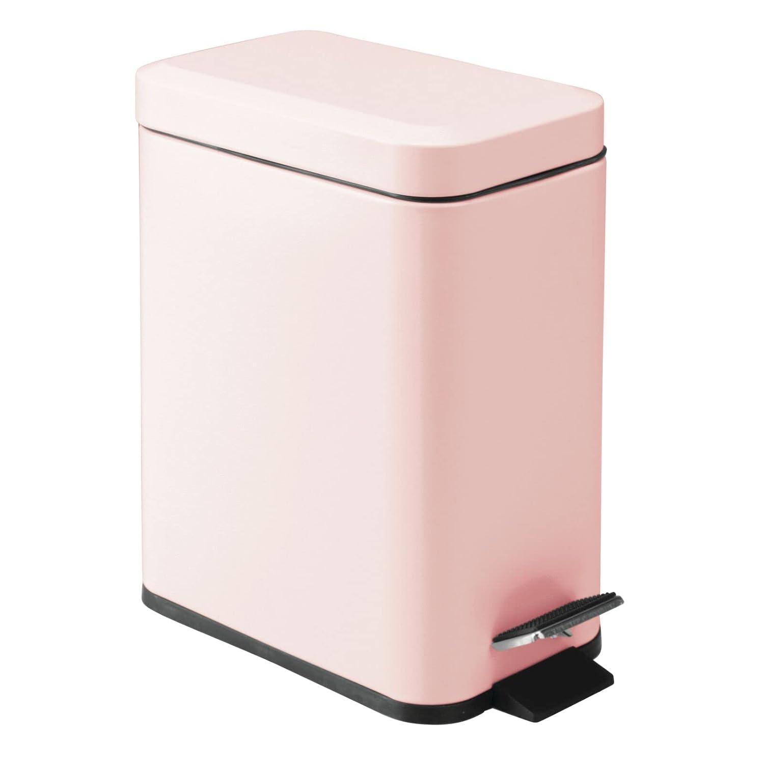 mDesign Pedal Bin - Light Pink Metal Trash Can