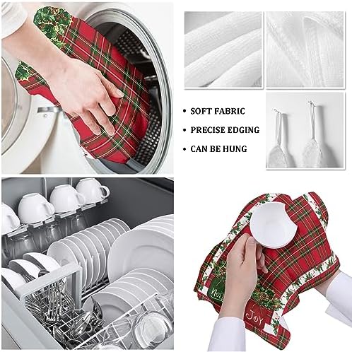 ZOE GARDEN Christmas Lattice Kitchen Towels 2-Pack 18x28 Red Buffalo Design