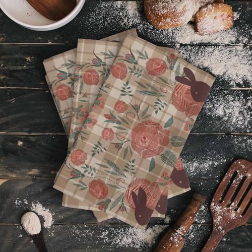 ZOE GARDEN Rabbit Lattice Dish Towels 2-PC Set