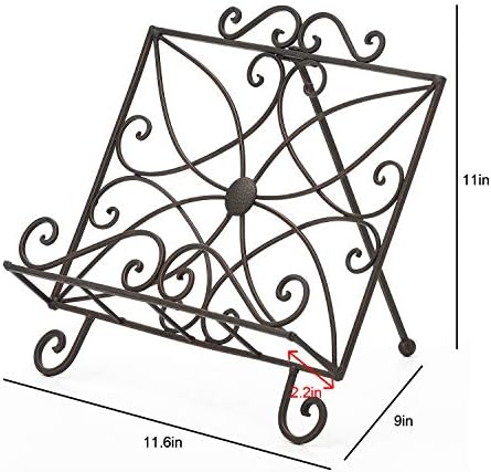 Jemeni Bronze Cookbook Stand with Scrollwork Design