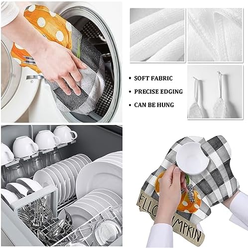 ZOE GARDEN Pumpkin Plaid Kitchen Towel 18x28 Quick Dry Durable