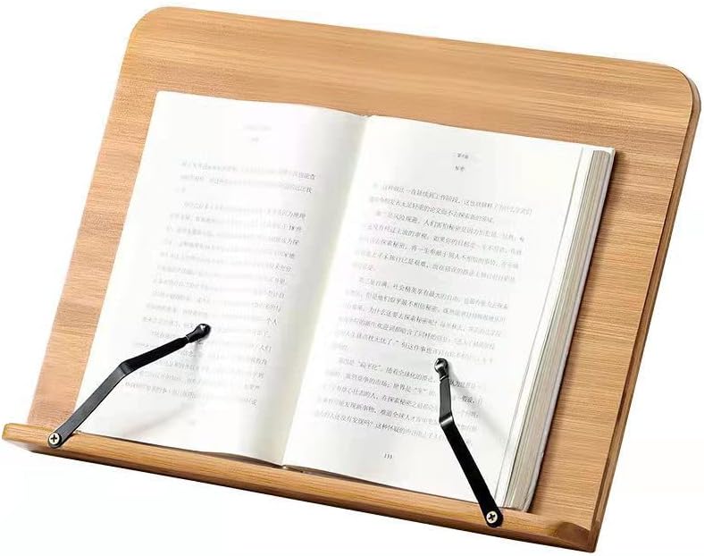 Adjustable Wooden Book Stand for Reading and Cooking