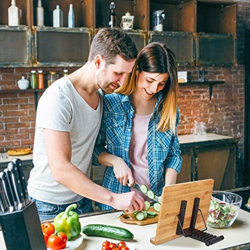 Relaxdays Bamboo Adjustable Cookbook Stand 1