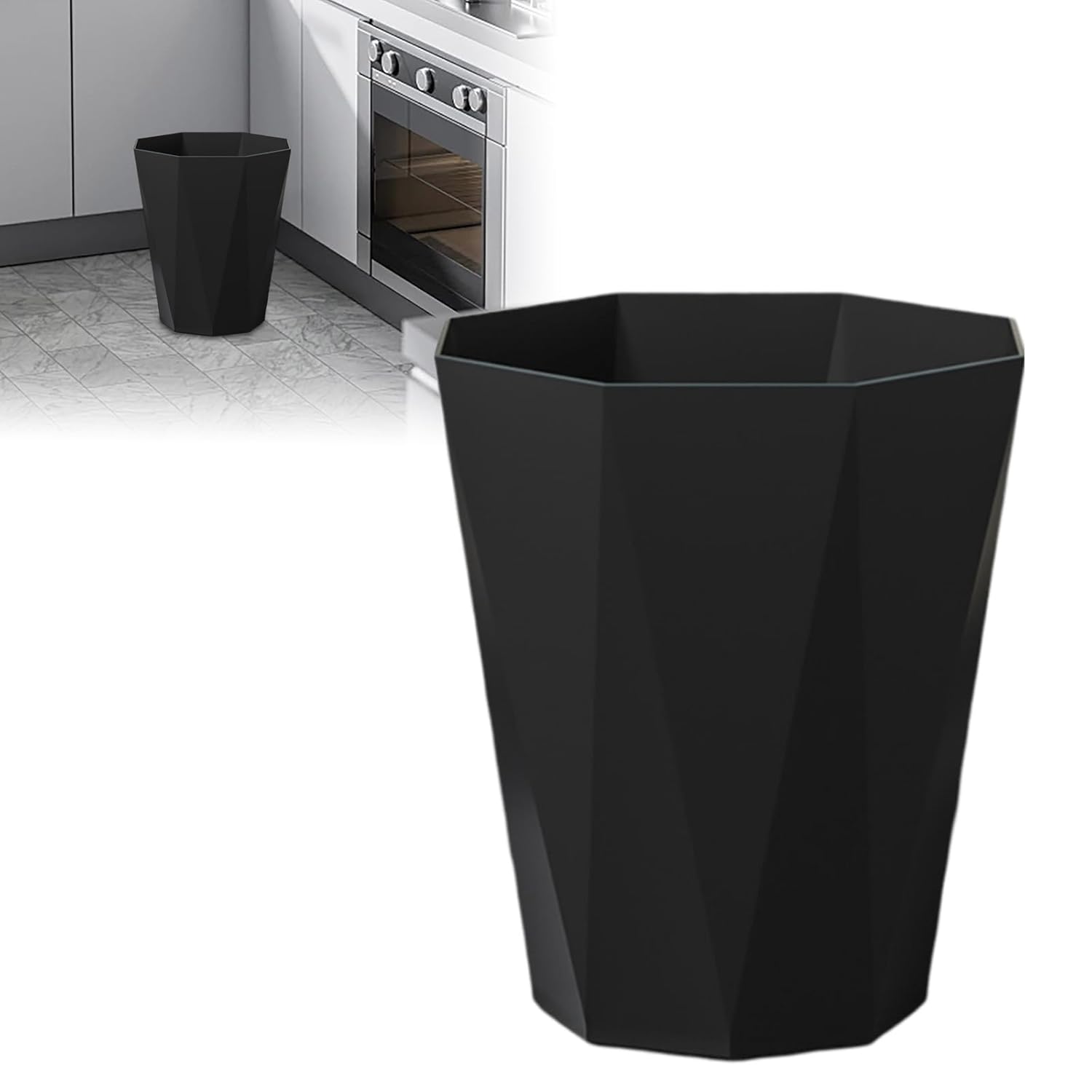 Small Trash Can for Bathrooms and Offices Black