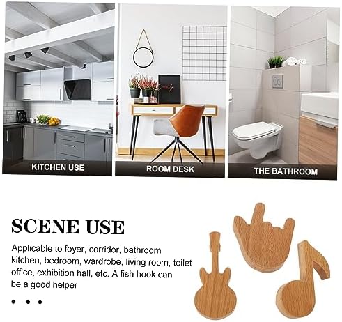 3Pcs Wall Mounted Wood Hooks for Hats Keys and Clothes