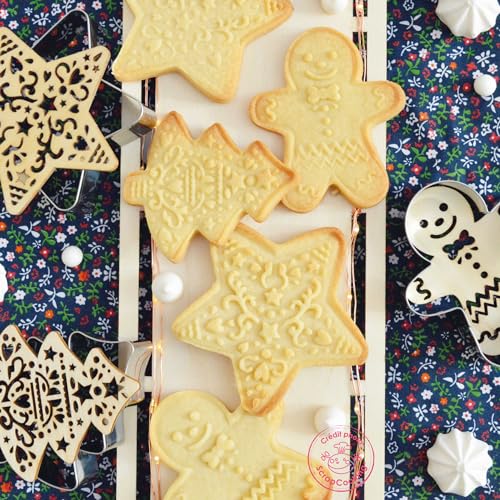 ScrapCooking 3 Wooden Christmas Cookie Cutters and Embossers Set
