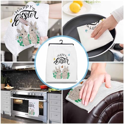 ZOE GARDEN Easter Brown Bunny Kitchen Towels 4-PC 18x28