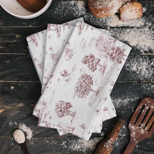 ZOE GARDEN 2-Pack Farmhouse Red Brown Kitchen Towels