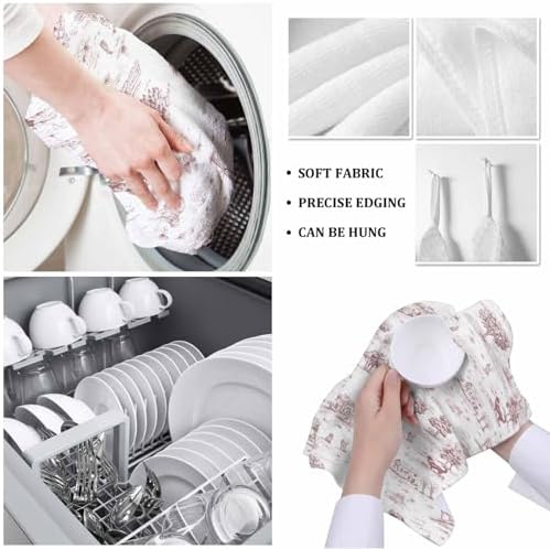 ZOE GARDEN 2-Pack Farmhouse Red Brown Kitchen Towels