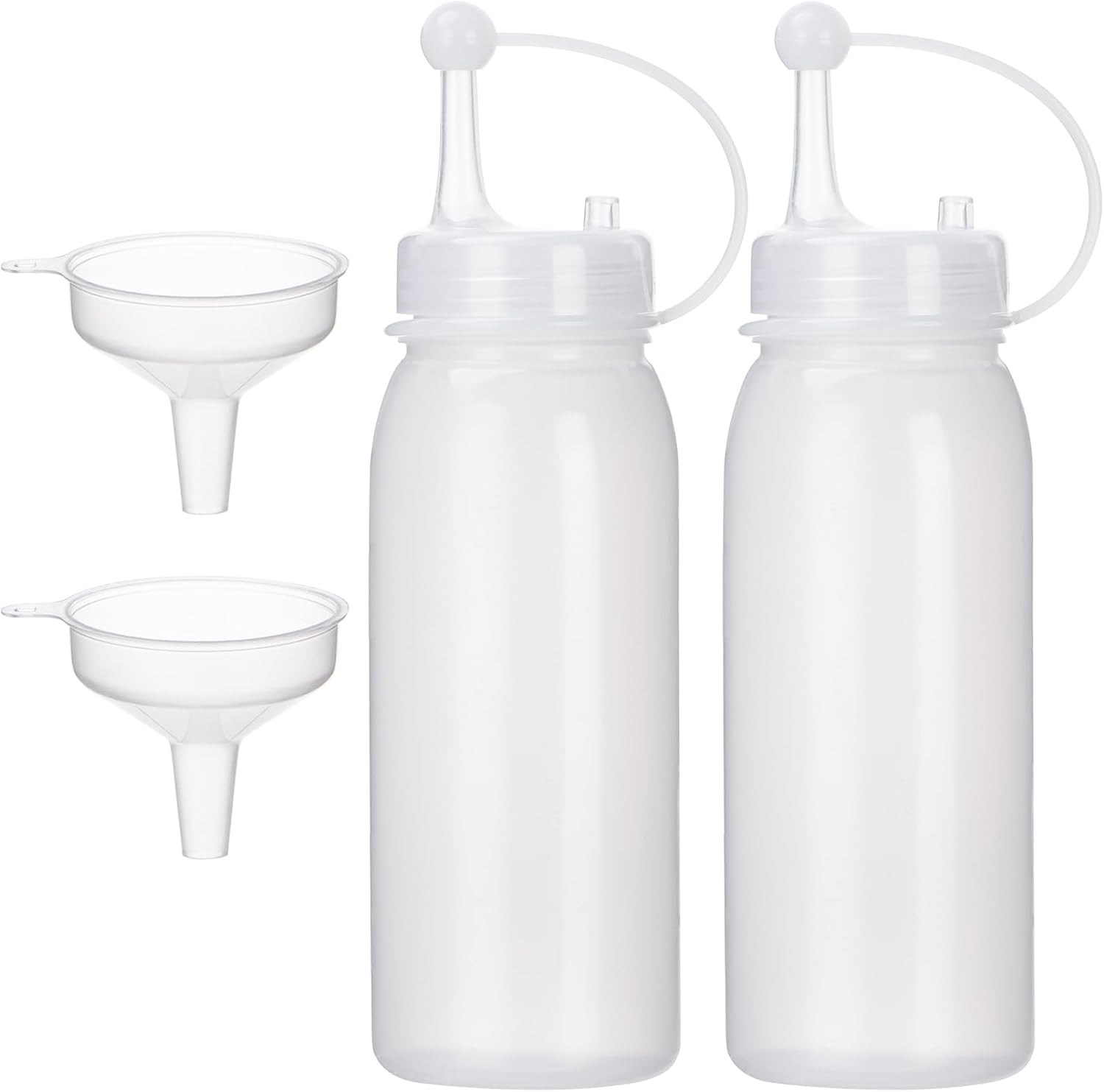 Uceoo Condiment Squeeze Bottles 2 Pack with 2 Funnels