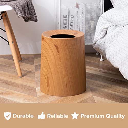 Trashaholic Anti Spill Nordic Wood Grain Waste Basket 32Gal