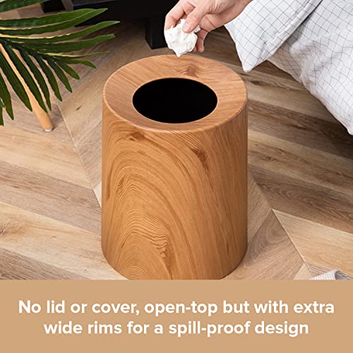 Trashaholic Anti Spill Nordic Wood Grain Waste Basket 32Gal