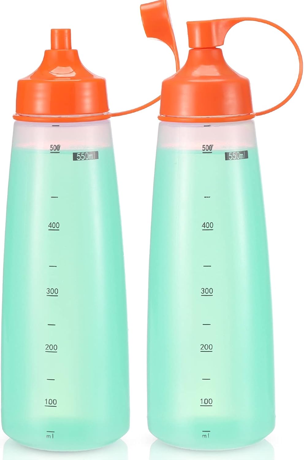 oiununo Squeeze Bottles - Wide Mouth Pack of 2 Orange 550mL