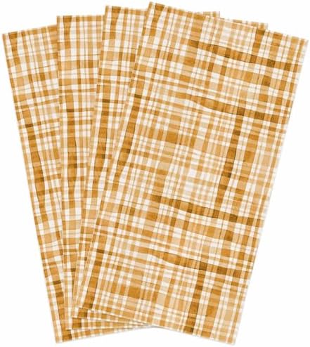 ZOE GARDEN Brown Orange Plaid Dish Towels 4-PC 18x28