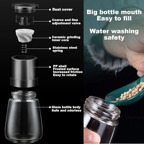 ANDONG Salt Pepper Grinder Set of 2 Black White