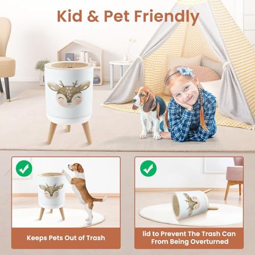 Cute Deer Trash Can 18 Gallon Dog Proof with Lid