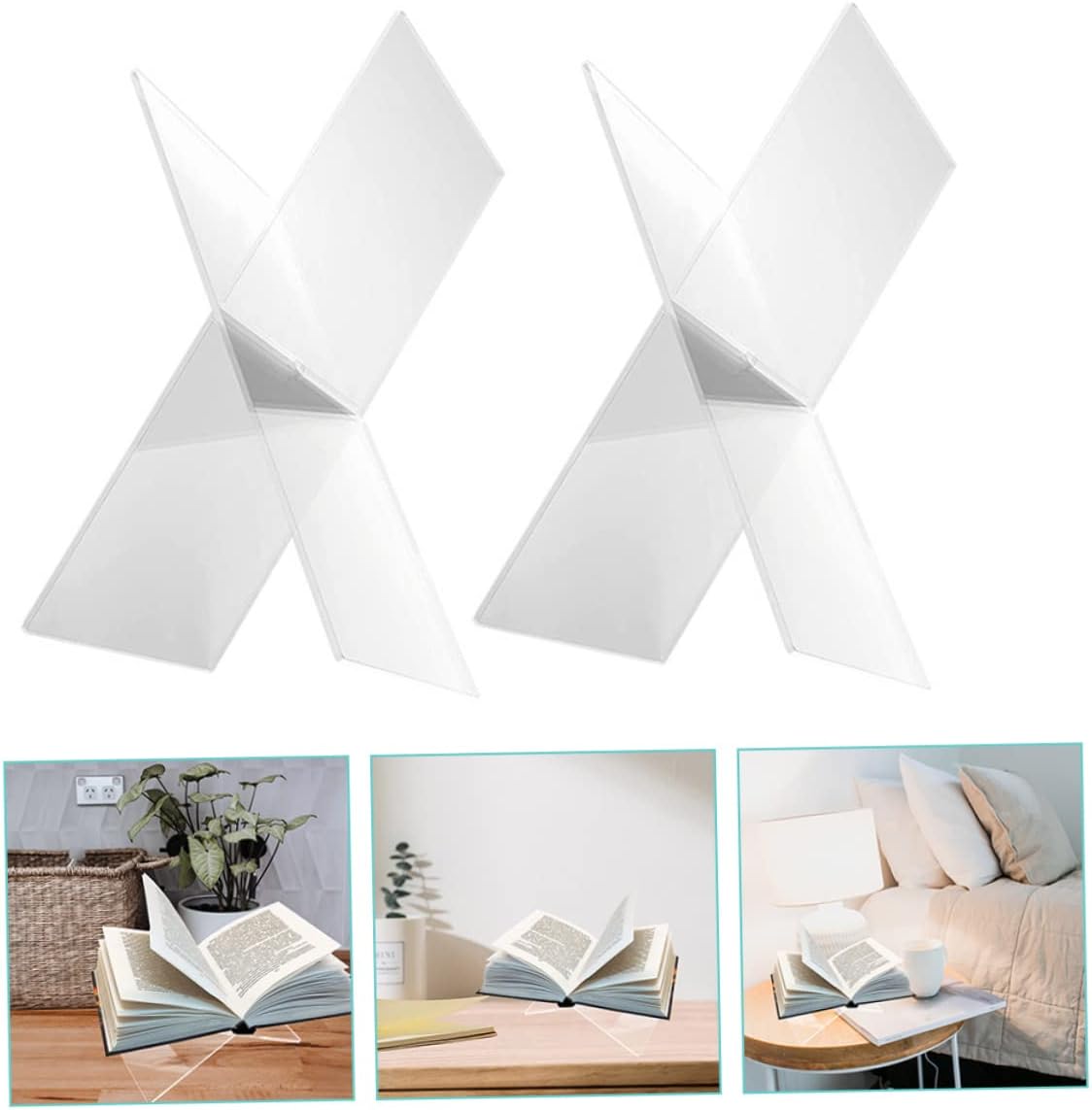 SHOWERORO Acrylic X-Shape Book Stand