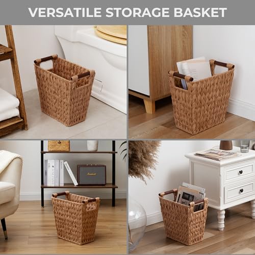 GRANNY SAYS Caramel Orange Woven Trash Can with Handles